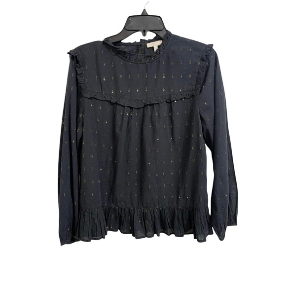 Joie Gianella Long-Sleeve Poplin‎ Blouse Black Size Medium - Picture 2 of 7